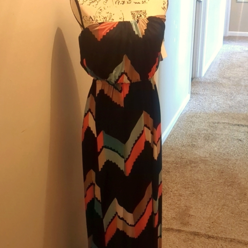 New Strapless Multicolor Maxi Dress
